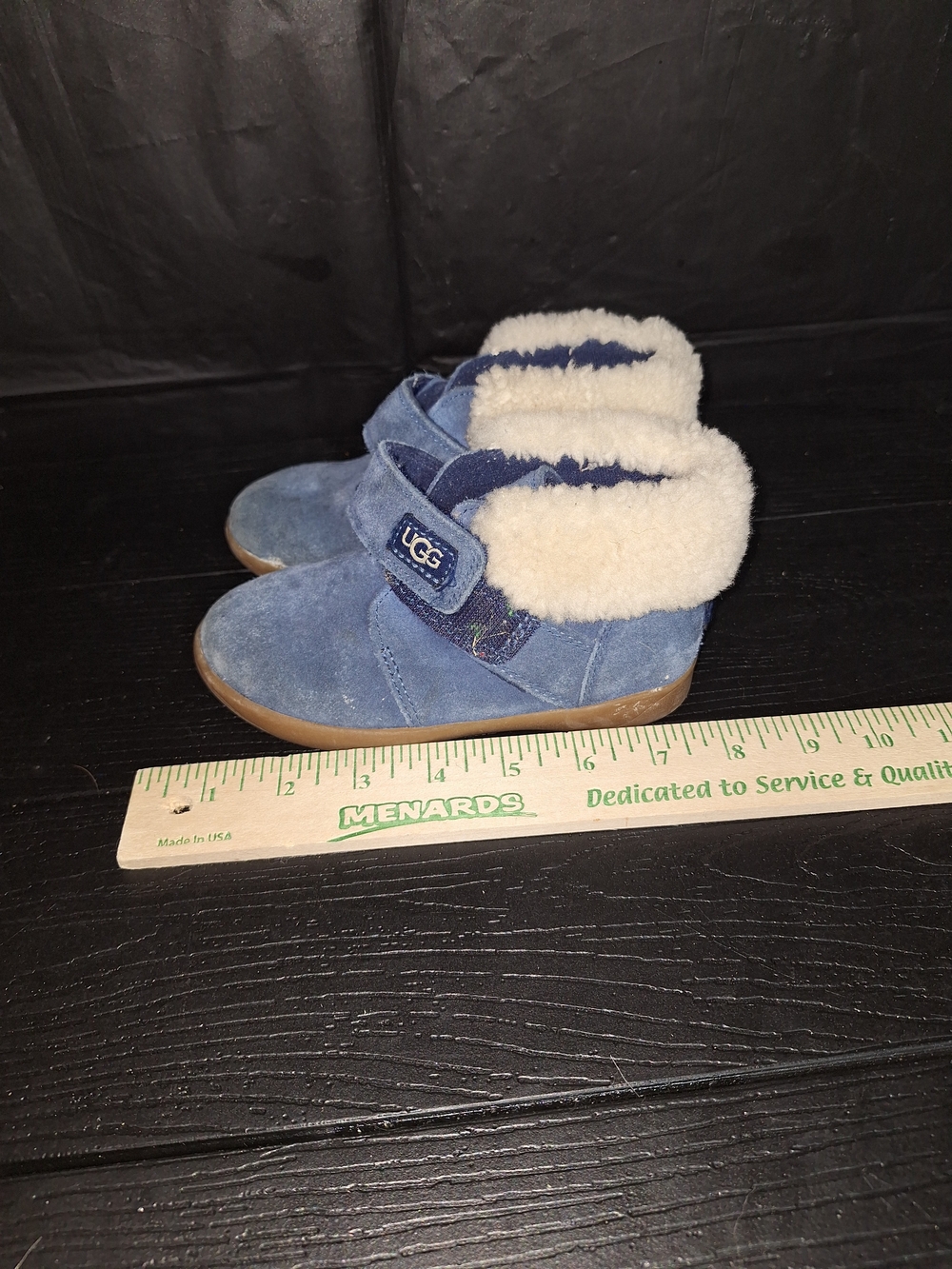 UGG Kids Blue Suede Shearling-Lined Boots Sz. 10